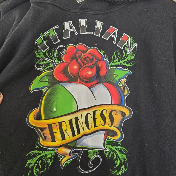 Women's Large Italian Princess Hoodie Black, Red, White and Green - Picture 3 of 4